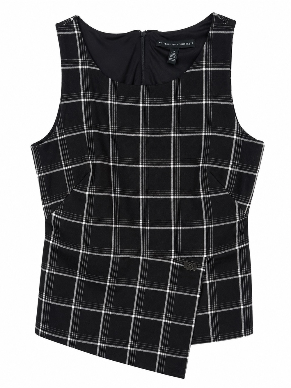 White House Black Market Black and White Plaid Sleeveless Top